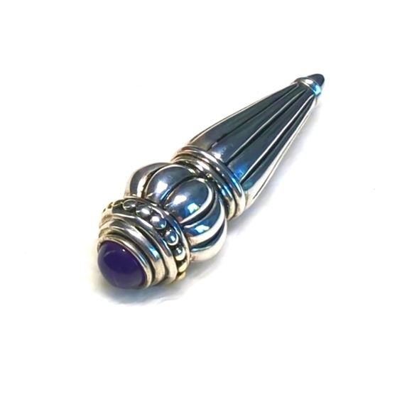 Vintage Pat Airess Sterling Silver Brooche with Amethyst Cabochon - Picture 1 of 12